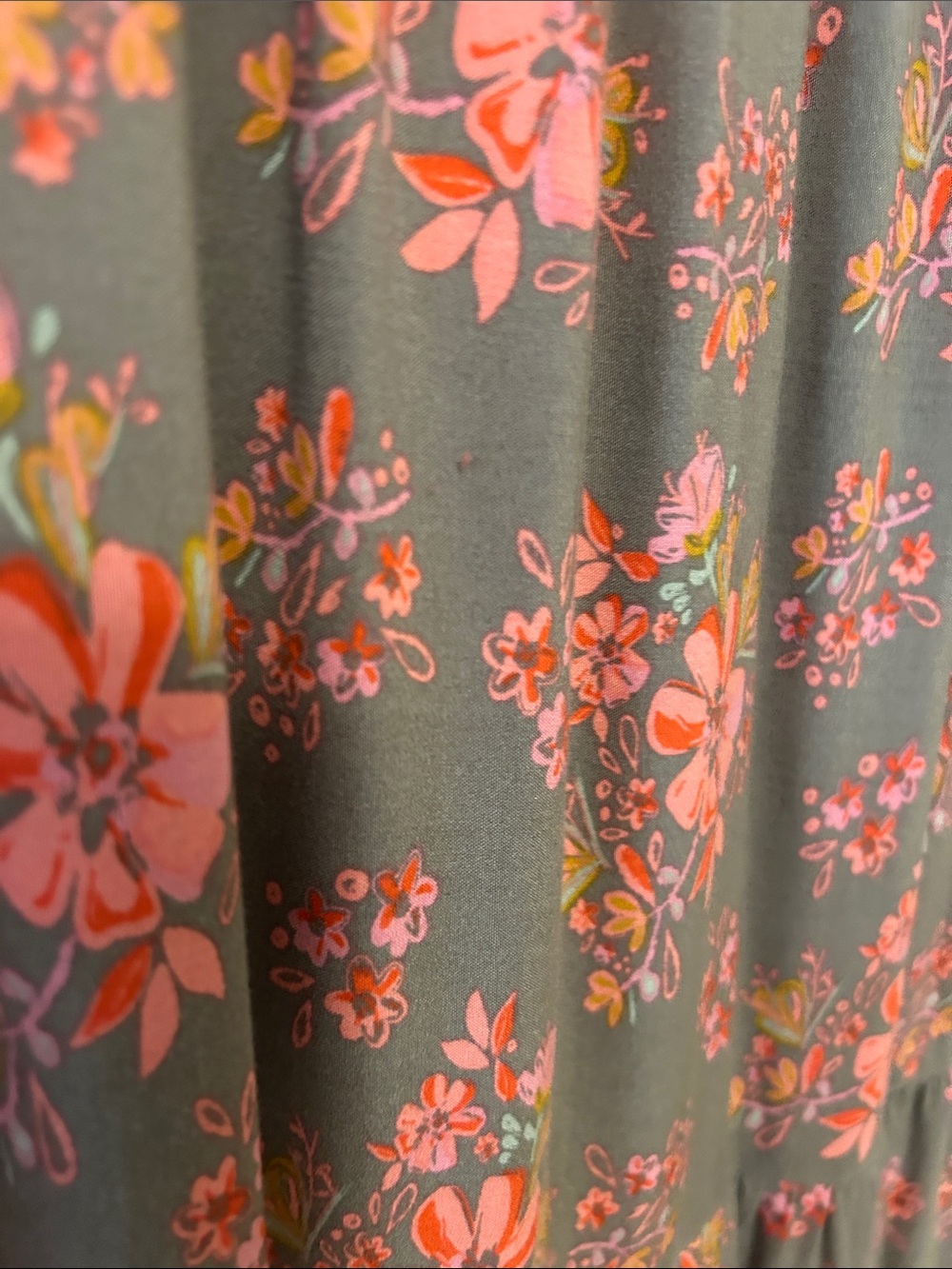 NATURAL LIFE Charlotte Gray Maxi Dress with Pink Floral Print Bell Sleeve - Picture 7 of 10